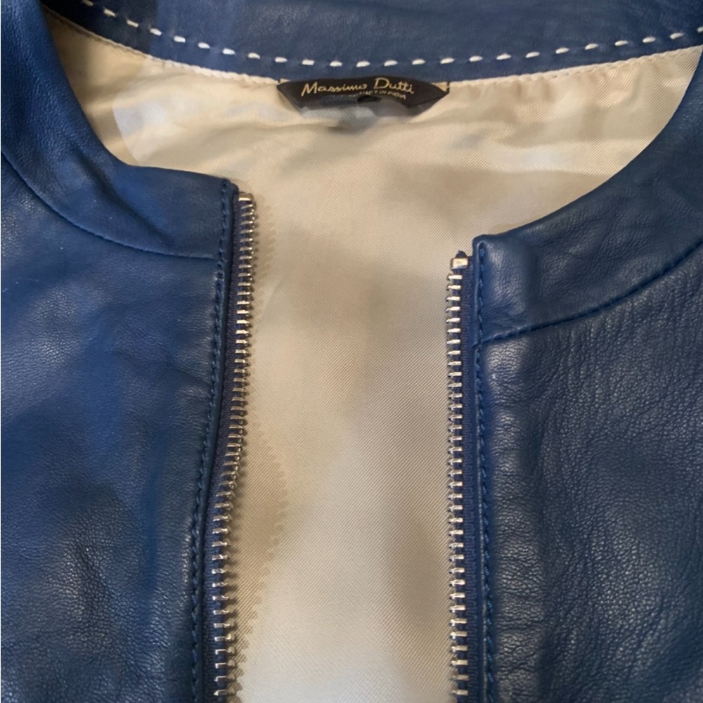 Rare Massimo Dutti Blue soft lamb short blue jacket, like new, size Large. Must!